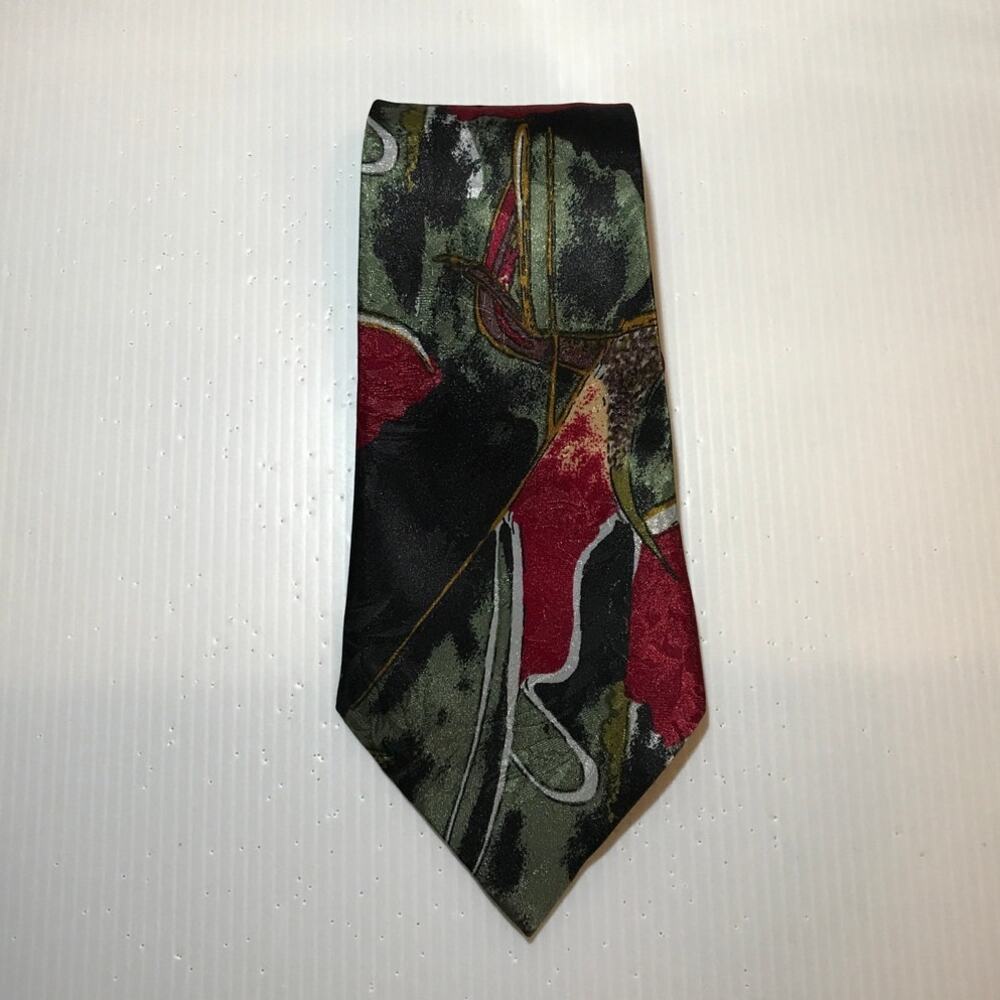 FloRence & K-inc. Abstract Pattern Long Wide Silk Necktie